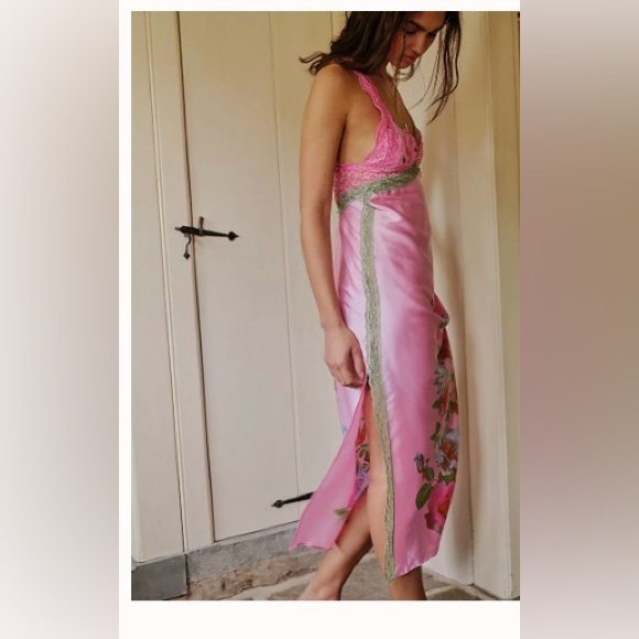FREE PEOPLE Just Dreamy Maxi Slip dress pink size large - Picture 5 of 15